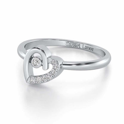 Simple Heart Silver Ring - White Gold - Image 2