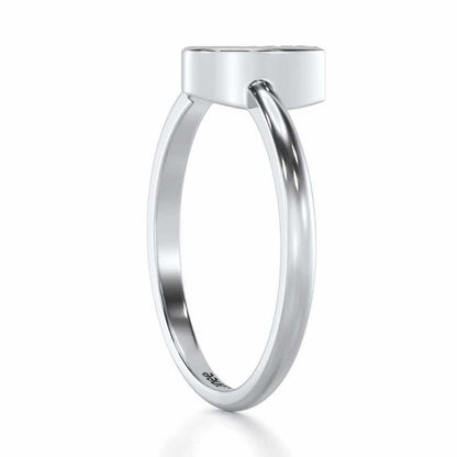 Simple Heart Silver Ring - White Gold - Image 3