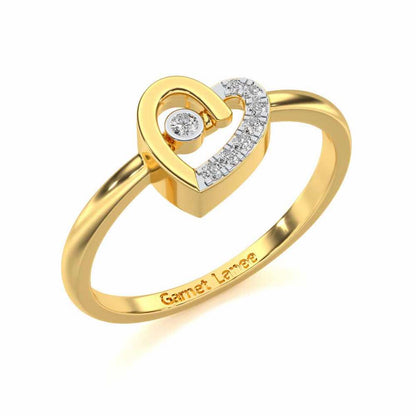 Simple Heart Silver Ring - Yellow Gold - Image 1