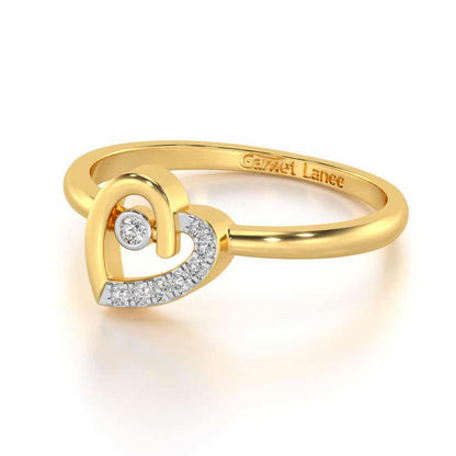 Simple Heart Silver Ring - Yellow Gold - Image 2