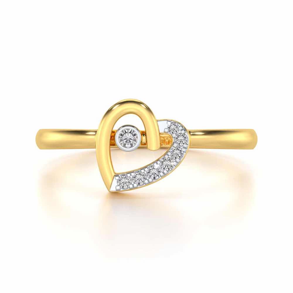 Simple Heart Silver Ring - Yellow Gold - Image 4