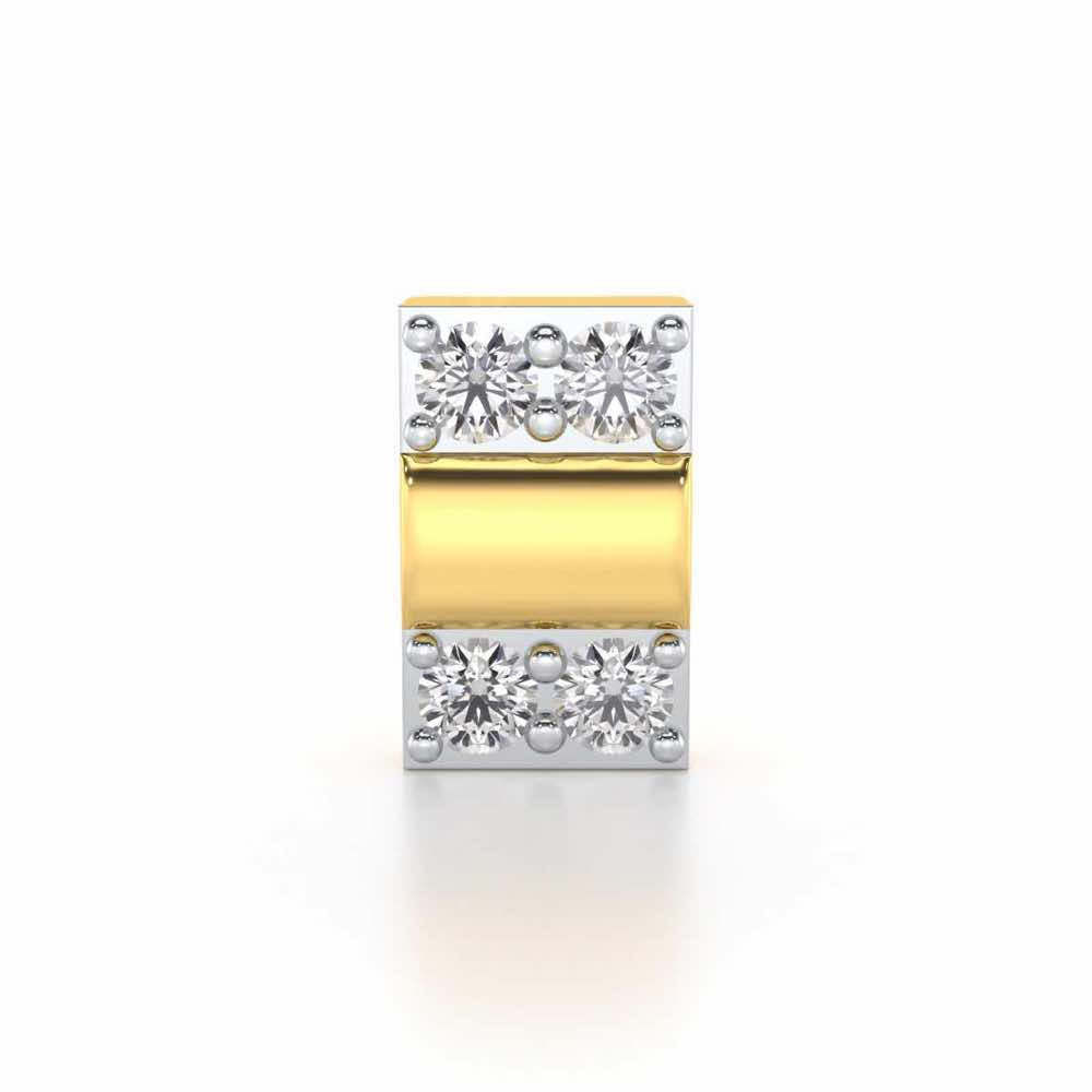 Simple Rectangle Silver Nosepin - Yellow Gold - Image 1