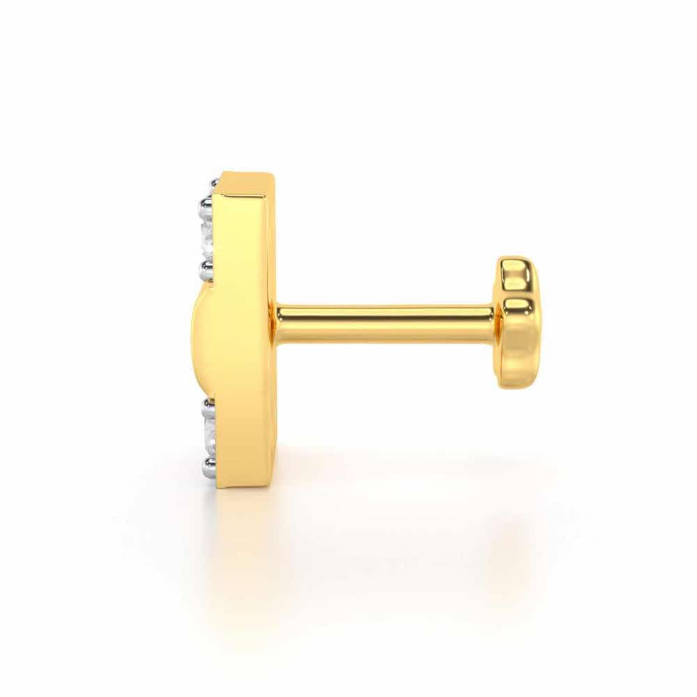 Simple Rectangle Silver Nosepin - Yellow Gold - Image 3