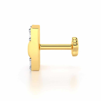 Simple Rectangle Silver Nosepin - Yellow Gold - Image 3