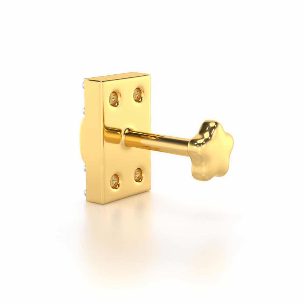 Simple Rectangle Silver Nosepin - Yellow Gold - Image 4