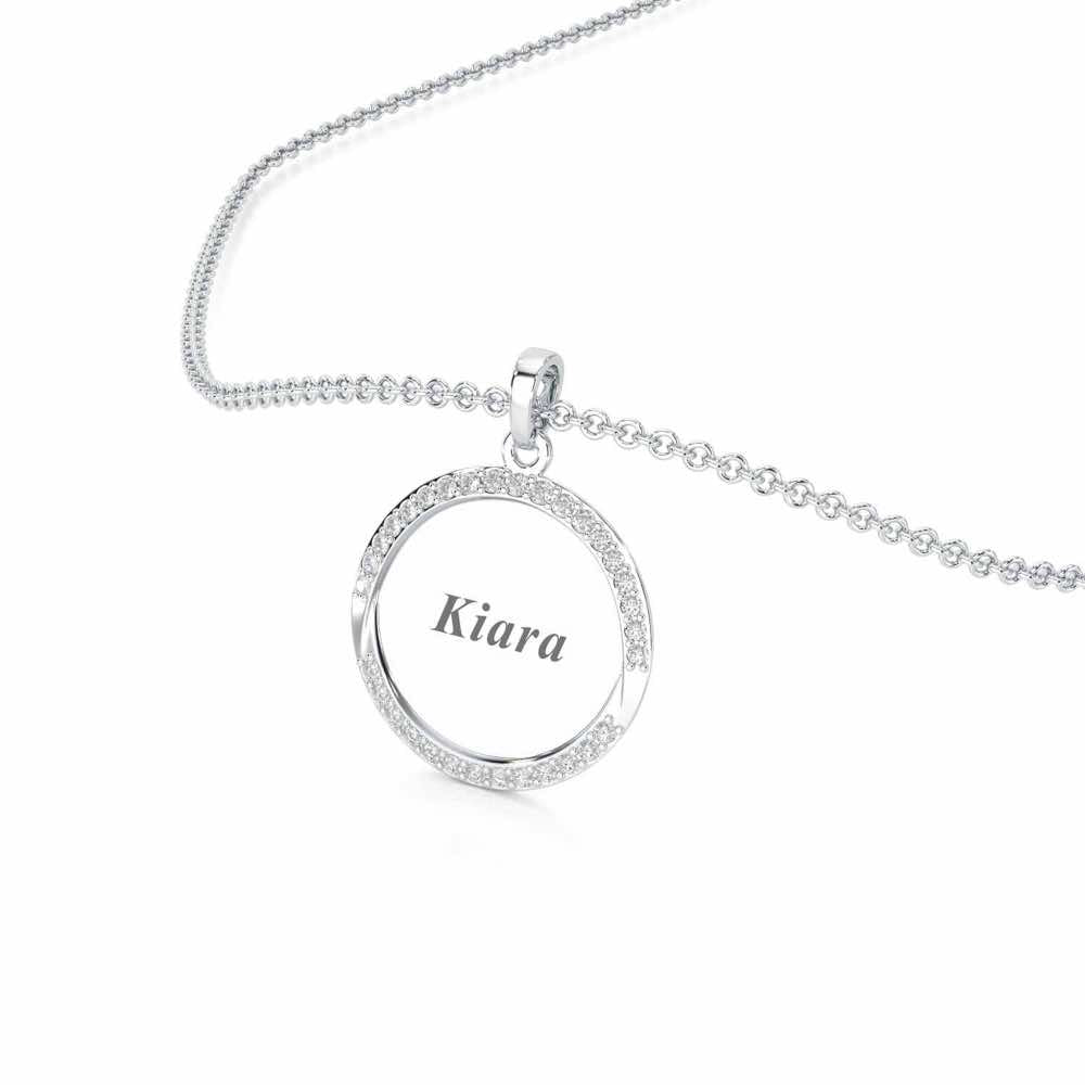 Simple Say Silver Pendant - White Gold - Image 2
