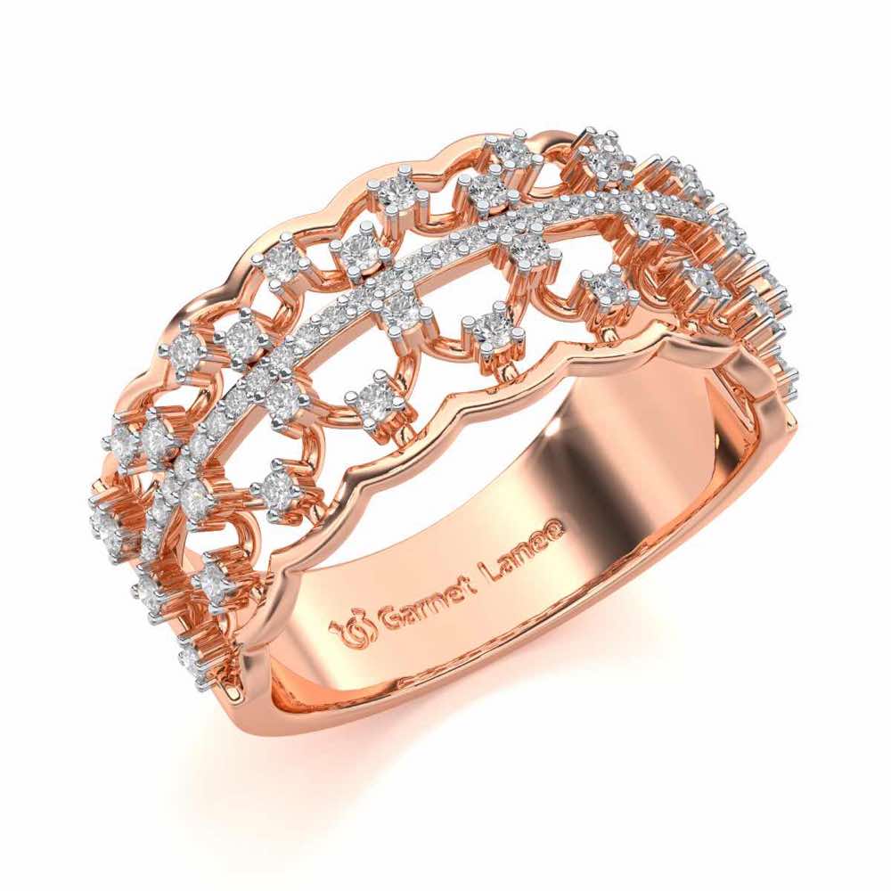 Sine Shine Silver Band Ring - Rose Gold - Image 1