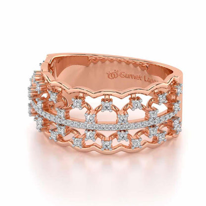 Sine Shine Silver Band Ring - Rose Gold - Image 2