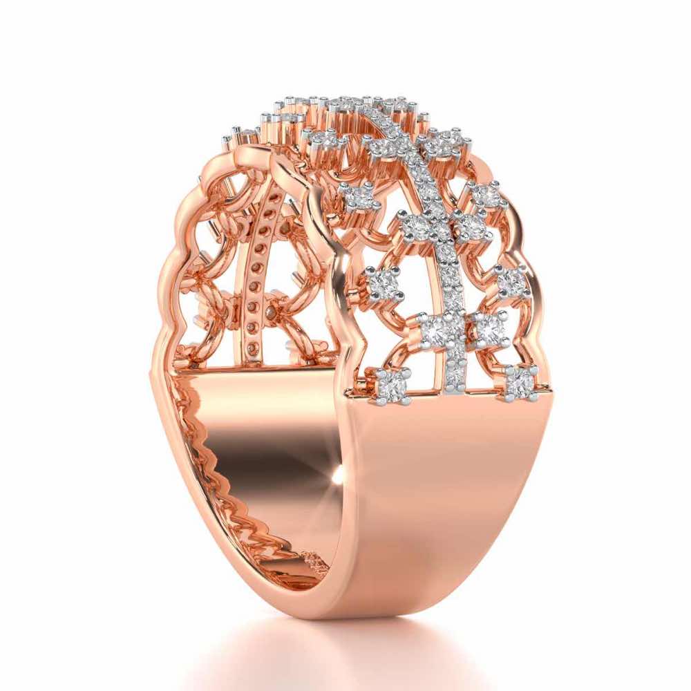 Sine Shine Silver Band Ring - Rose Gold - Image 3