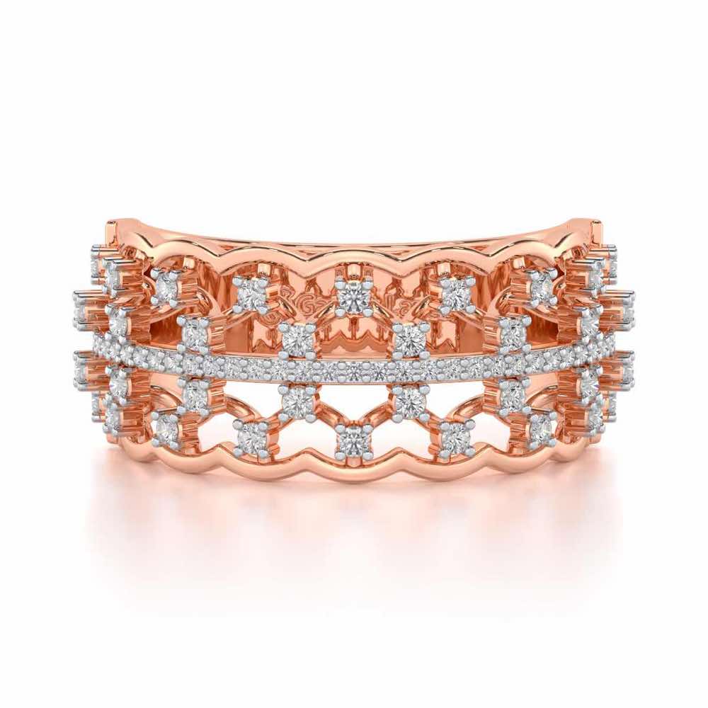 Sine Shine Silver Band Ring - Rose Gold - Image 4