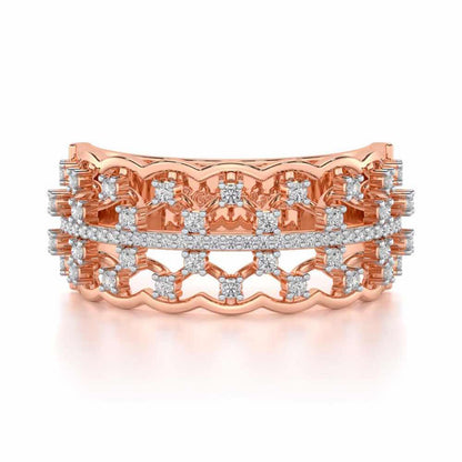 Sine Shine Silver Band Ring - Rose Gold - Image 4
