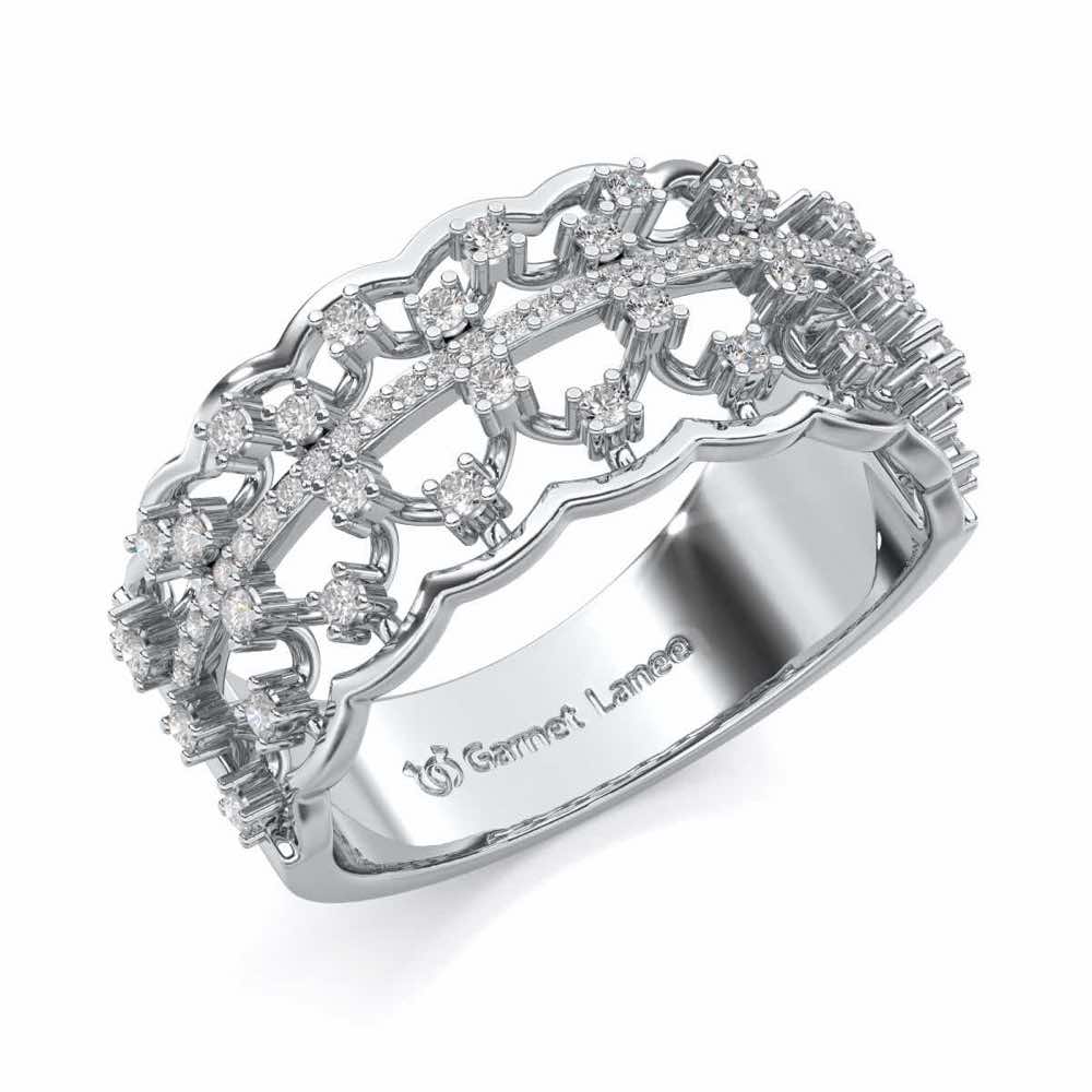 Sine Shine Silver Band Ring - White Gold - Image 1