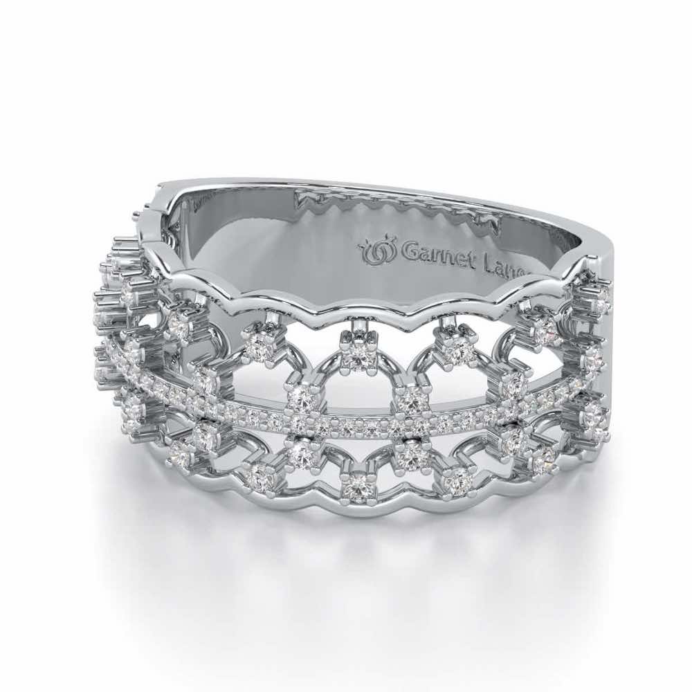 Sine Shine Silver Band Ring - White Gold - Image 2