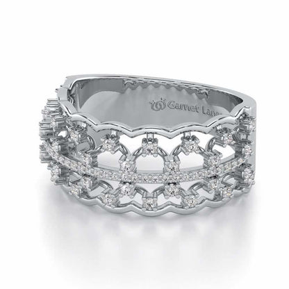 Sine Shine Silver Band Ring - White Gold - Image 2