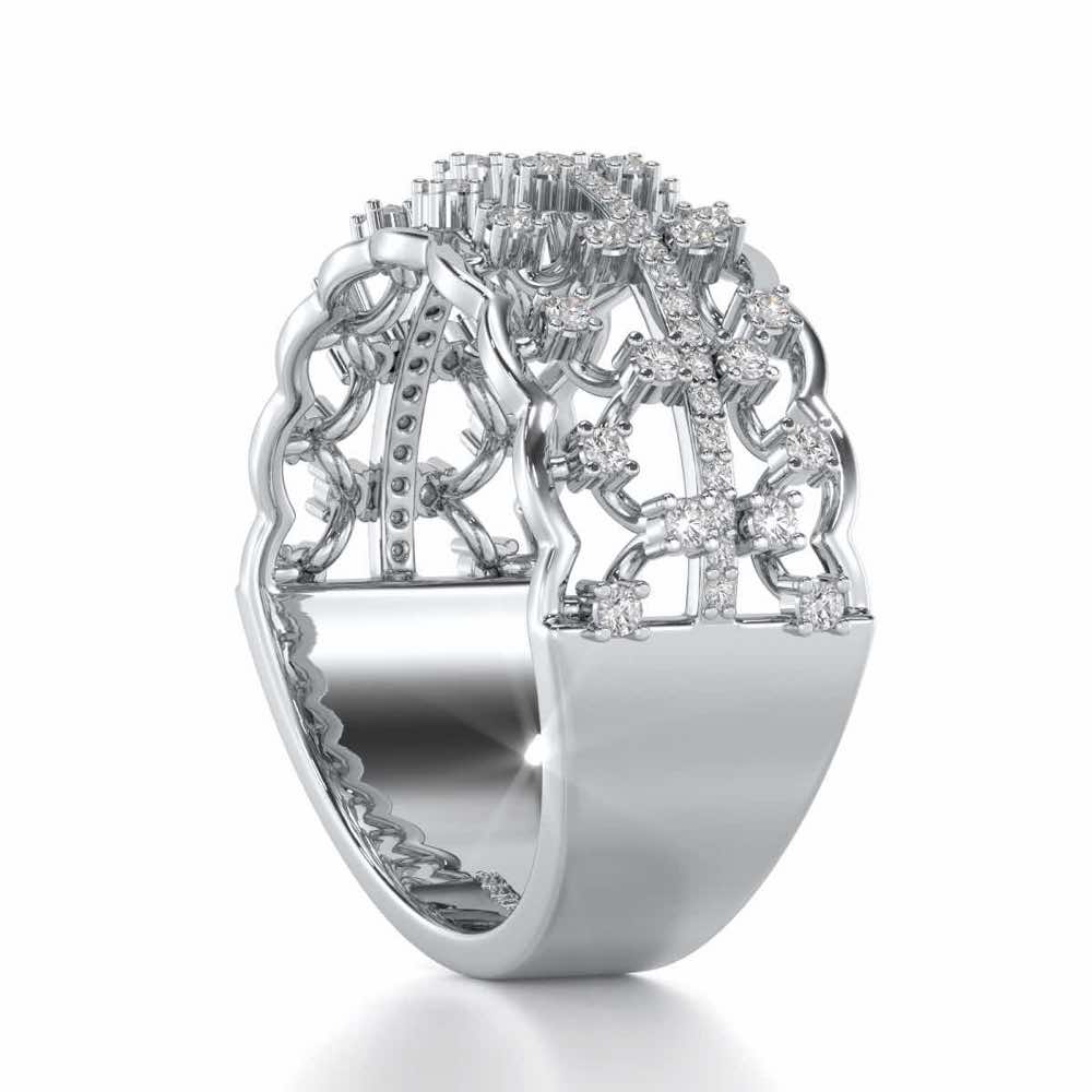 Sine Shine Silver Band Ring - White Gold - Image 3