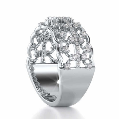 Sine Shine Silver Band Ring - White Gold - Image 3