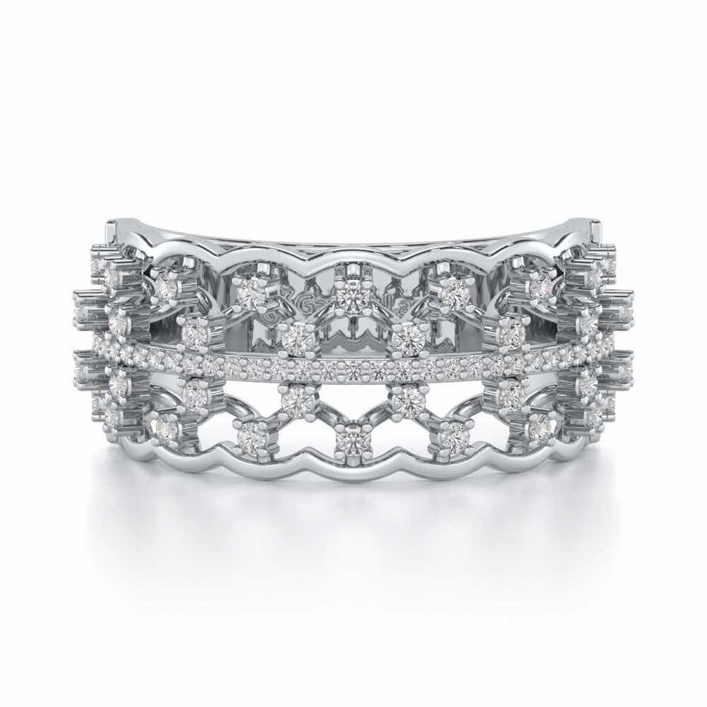 Sine Shine Silver Band Ring - White Gold - Image 4