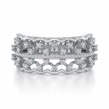 Sine Shine Silver Band Ring - White Gold - Image 4