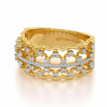 Sine Shine Silver Band Ring - Yellow Gold - Image 2