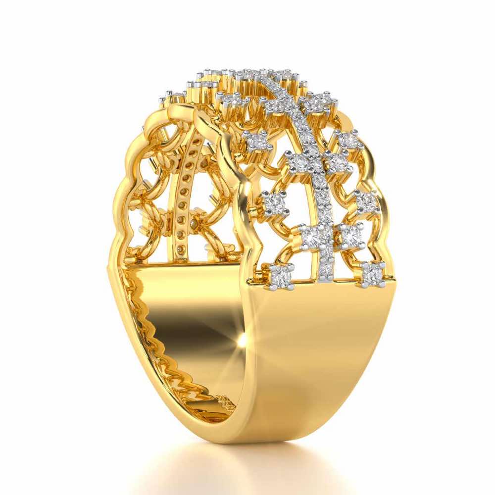 Sine Shine Silver Band Ring - Yellow Gold - Image 3
