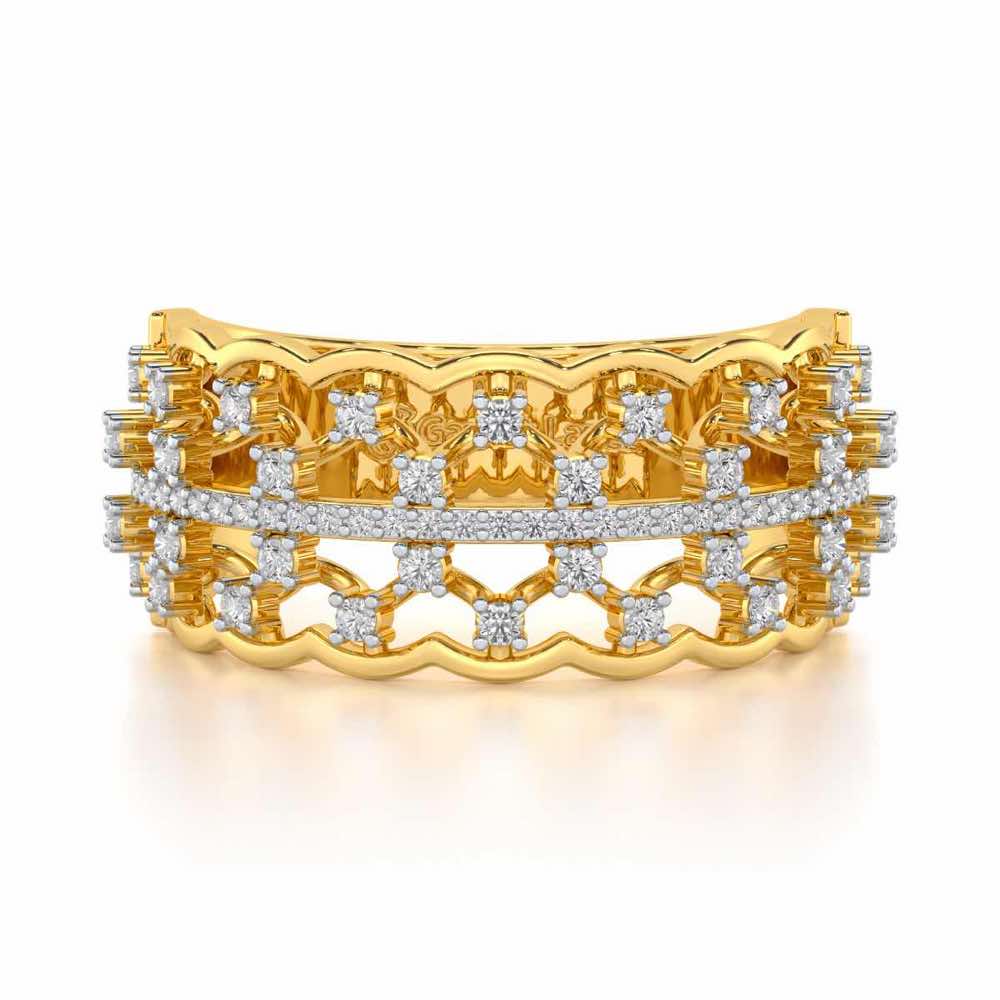 Sine Shine Silver Band Ring - Yellow Gold - Image 4