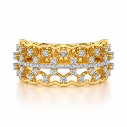 Sine Shine Silver Band Ring - Yellow Gold - Image 4