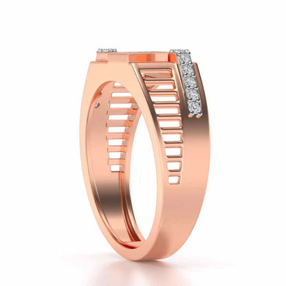 Slant Shine Silver Ring For Men - Rose Gold - Image 3