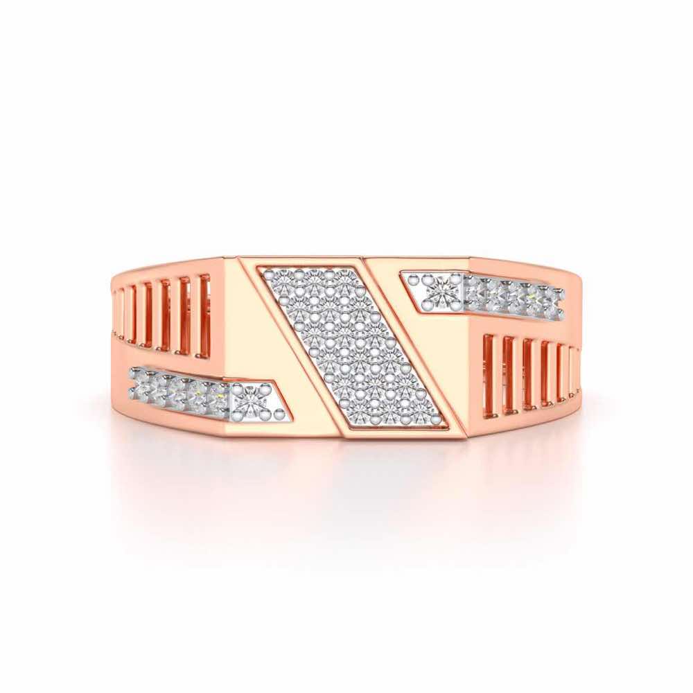 Slant Shine Silver Ring For Men - Rose Gold - Image 4