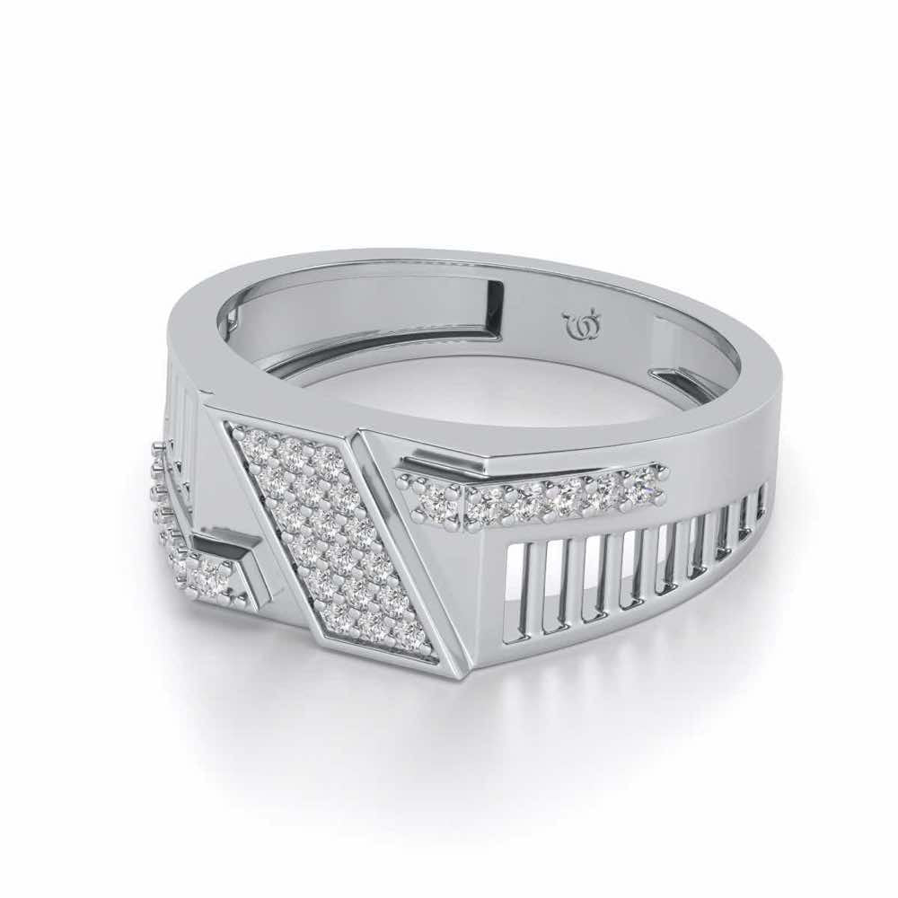 Slant Shine Silver Ring For Men - White Gold - Image 2