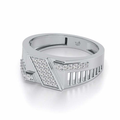 Slant Shine Silver Ring For Men - White Gold - Image 2