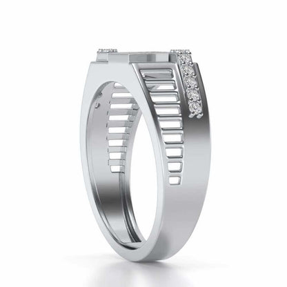 Slant Shine Silver Ring For Men - White Gold - Image 3