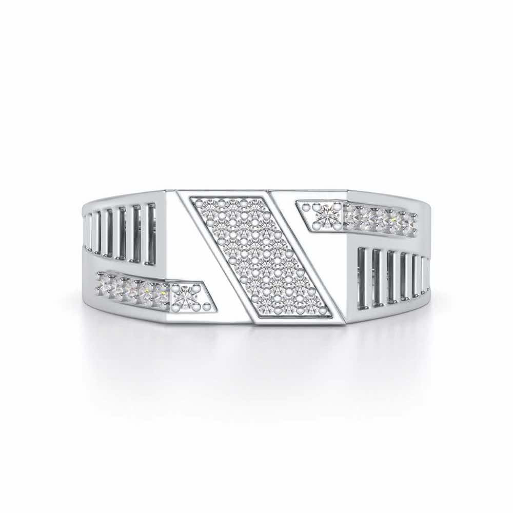 Slant Shine Silver Ring For Men - White Gold - Image 4