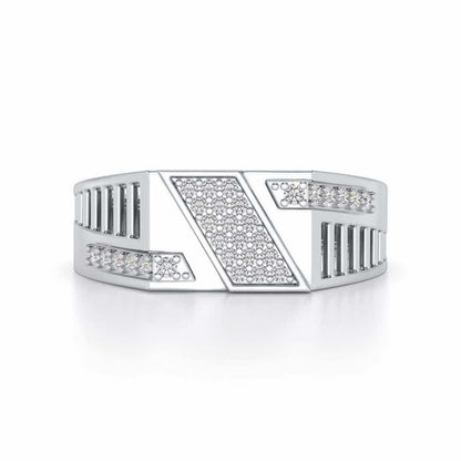 Slant Shine Silver Ring For Men - White Gold - Image 4