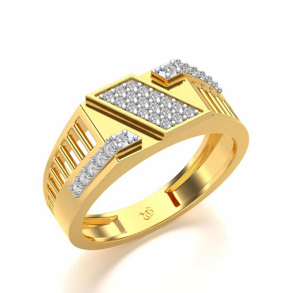 Slant Shine Silver Ring For Men - Yellow Gold - Image 1