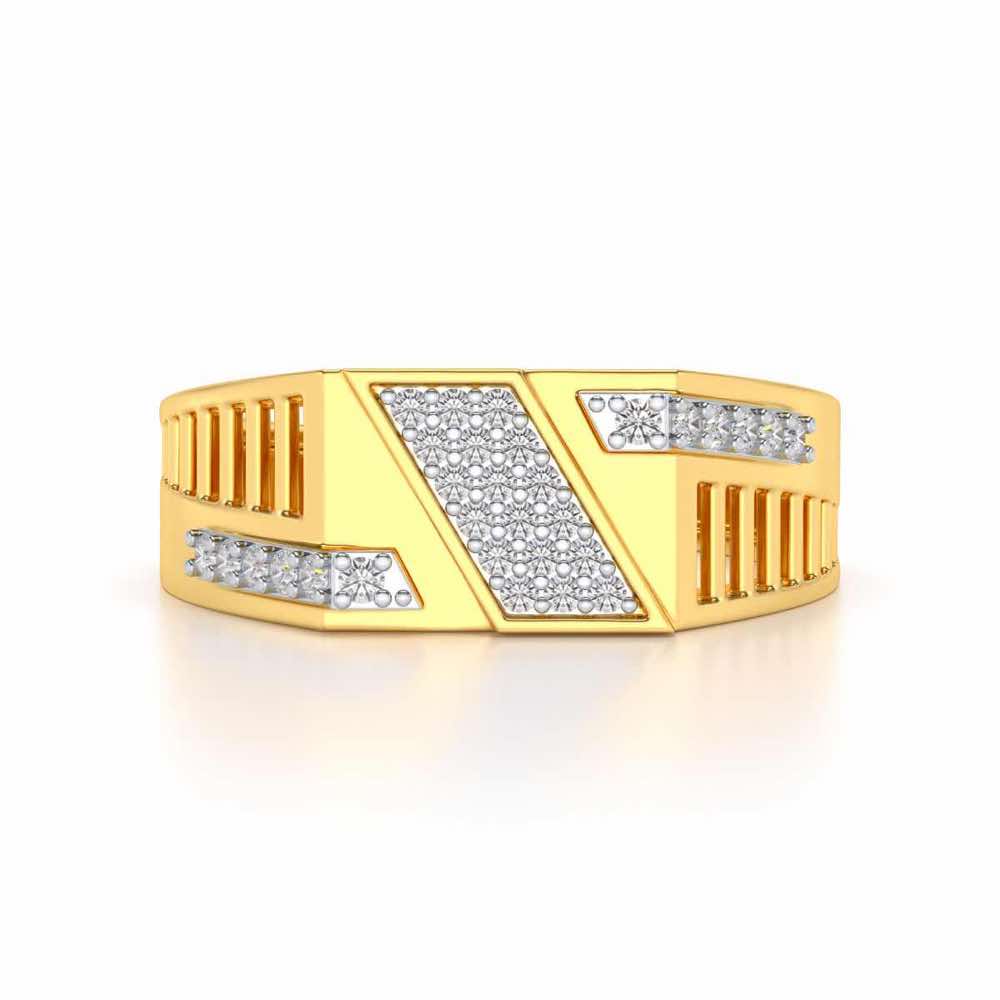 Slant Shine Silver Ring For Men - Yellow Gold - Image 4