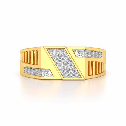 Slant Shine Silver Ring For Men - Yellow Gold - Image 4
