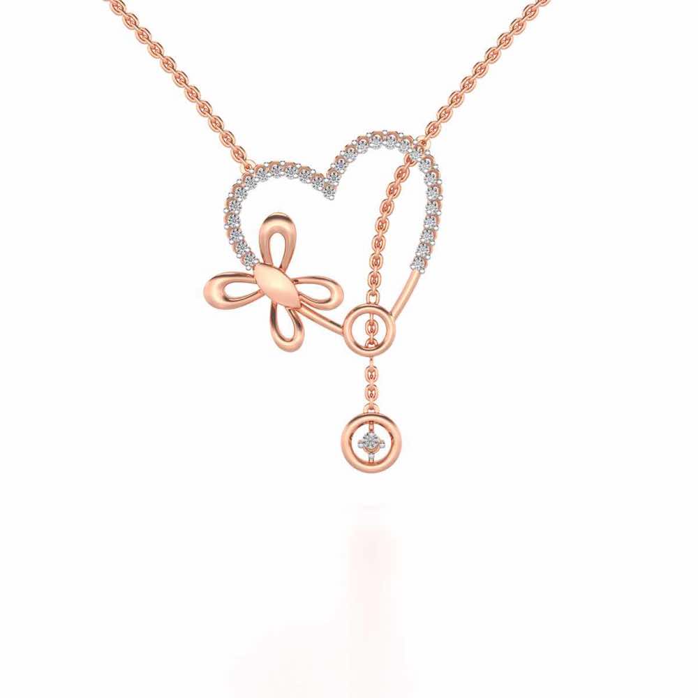 Sleek Heart Silver Pendant - Rose Gold - Image 1