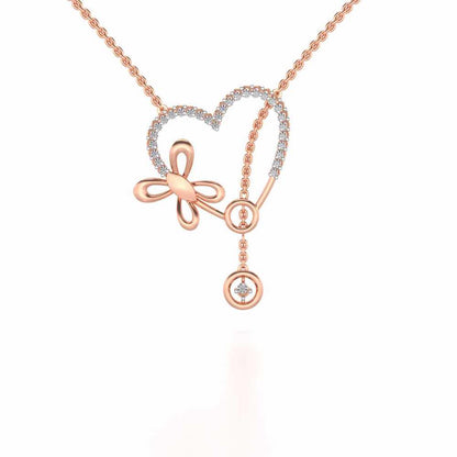 Sleek Heart Silver Pendant - Rose Gold - Image 1