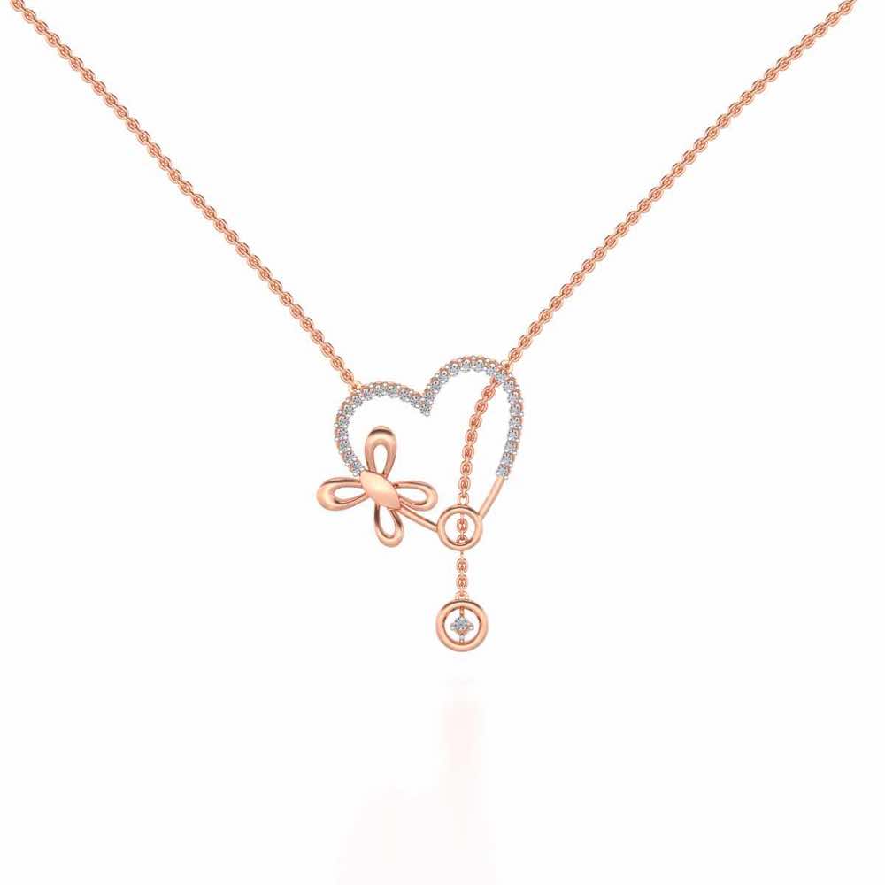 Sleek Heart Silver Pendant - Rose Gold - Image 2