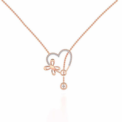Sleek Heart Silver Pendant - Rose Gold - Image 2