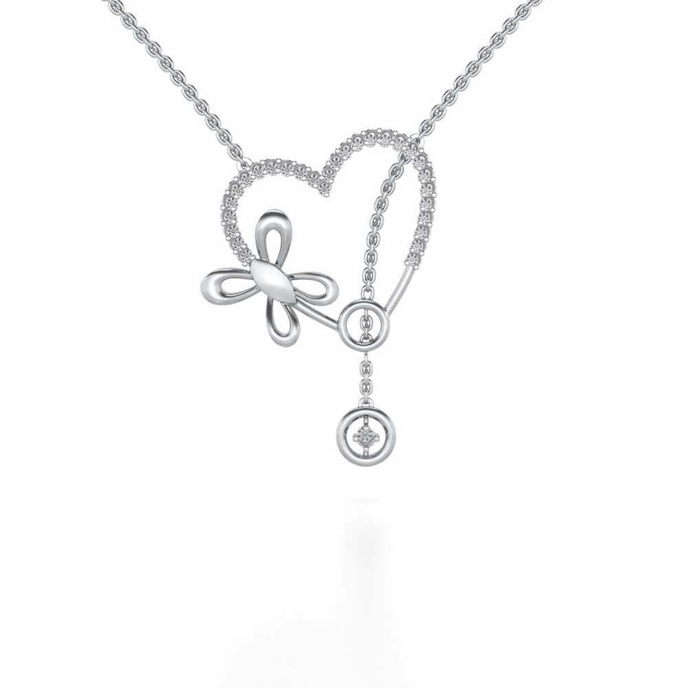 Sleek Heart Silver Pendant - White Gold - Image 1