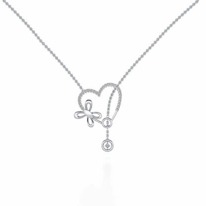 Sleek Heart Silver Pendant - White Gold - Image 2