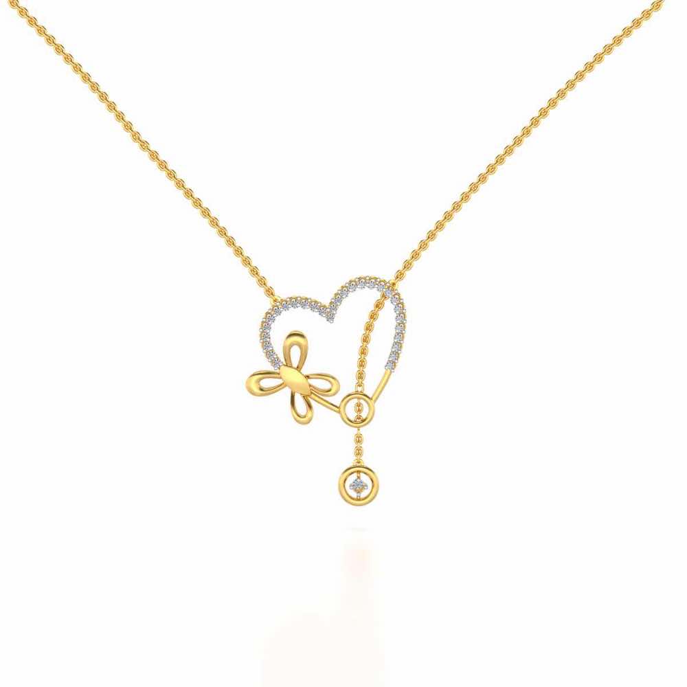 Sleek Heart Silver Pendant - Yellow Gold - Image 2