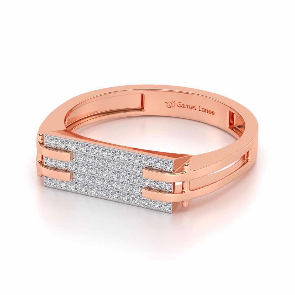 Sleek Panache Silver Ring For Men - Rose Gold - Image 2