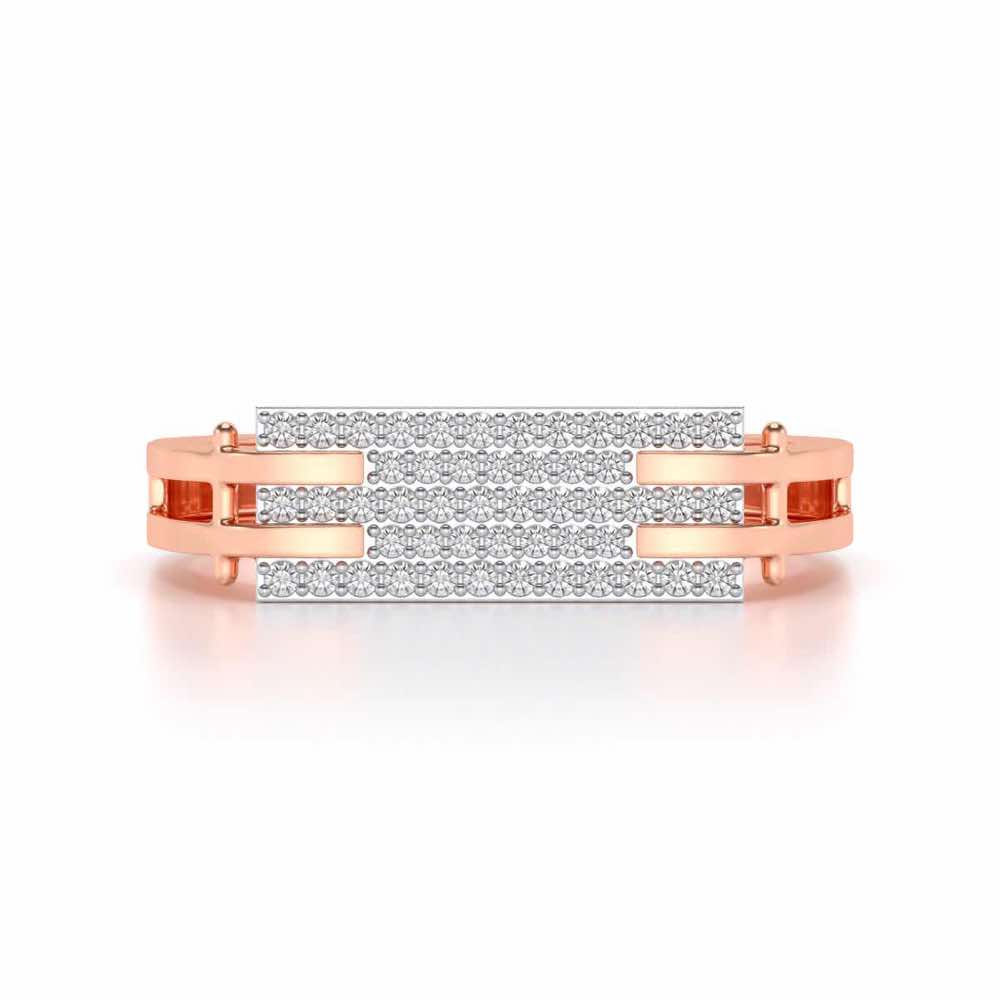 Sleek Panache Silver Ring For Men - Rose Gold - Image 4