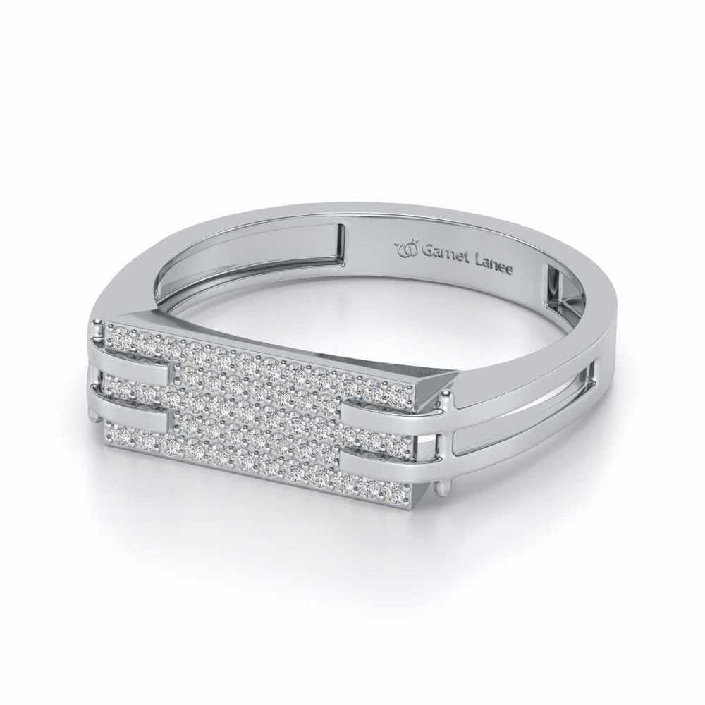 Sleek Panache Silver Ring For Men - White Gold - Image 2