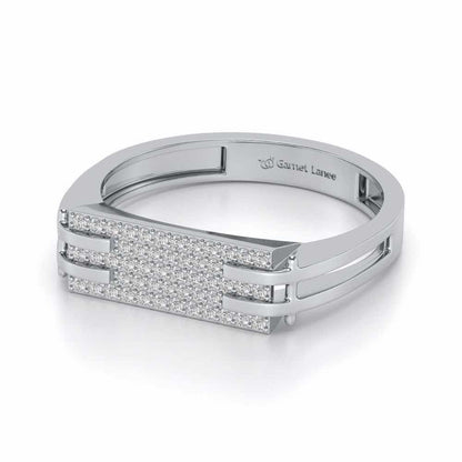 Sleek Panache Silver Ring For Men - White Gold - Image 2