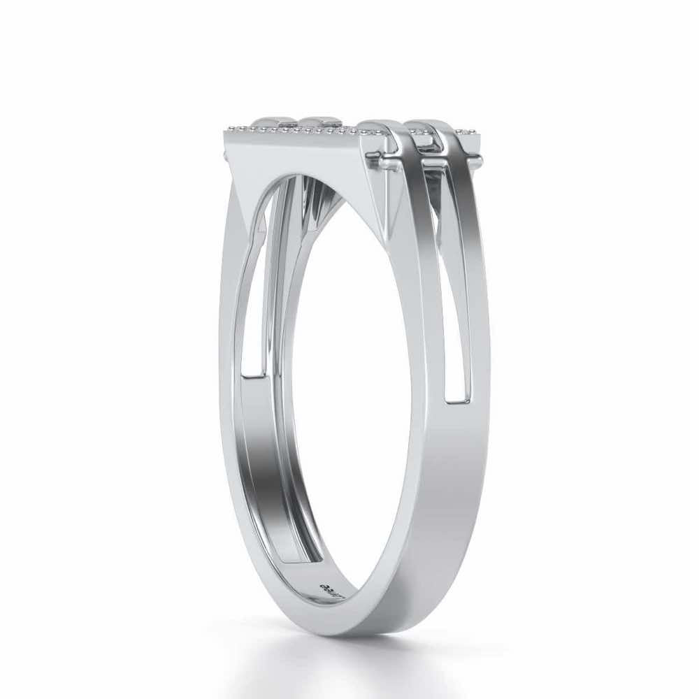 Sleek Panache Silver Ring For Men - White Gold - Image 3