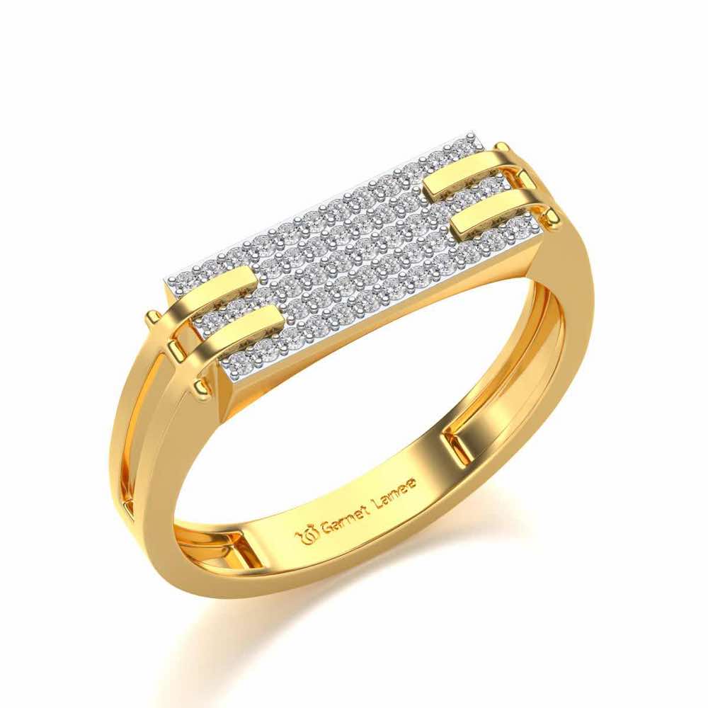 Sleek Panache Silver Ring For Men - Yellow Gold - Image 1