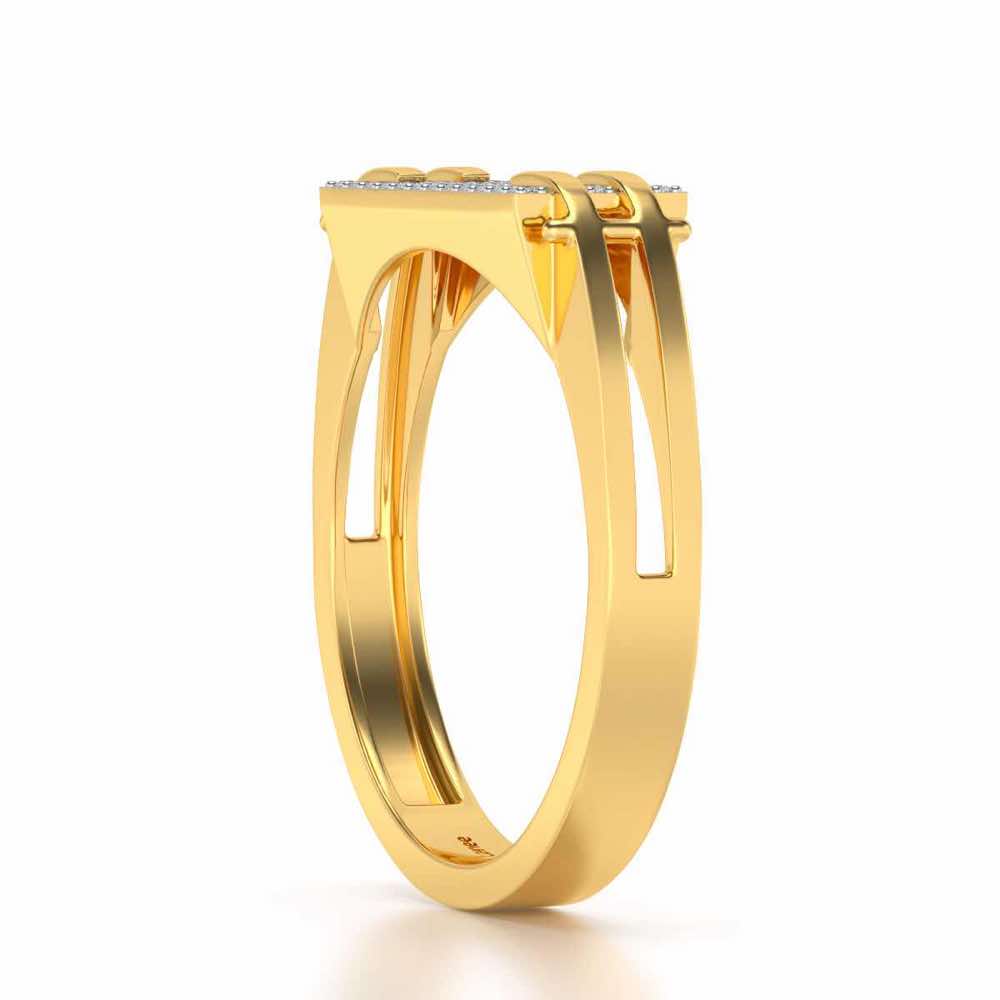Sleek Panache Silver Ring For Men - Yellow Gold - Image 3